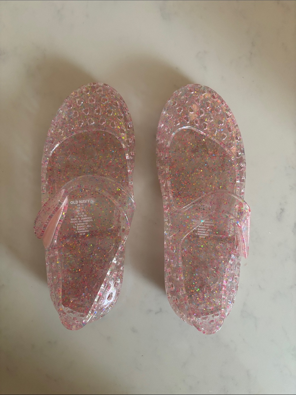 Old Navy Pink Glitter Jelly Sandals for Kids
